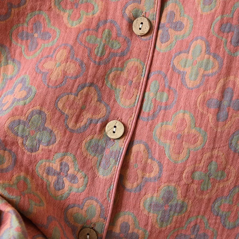 100% Cotton Crepe Homeclothes 2023 Autumn/Winter Women's Pajamas Suit Long-Sleeved Trousers 2-piece Yarn-Dyed Jacquard Pajamas.