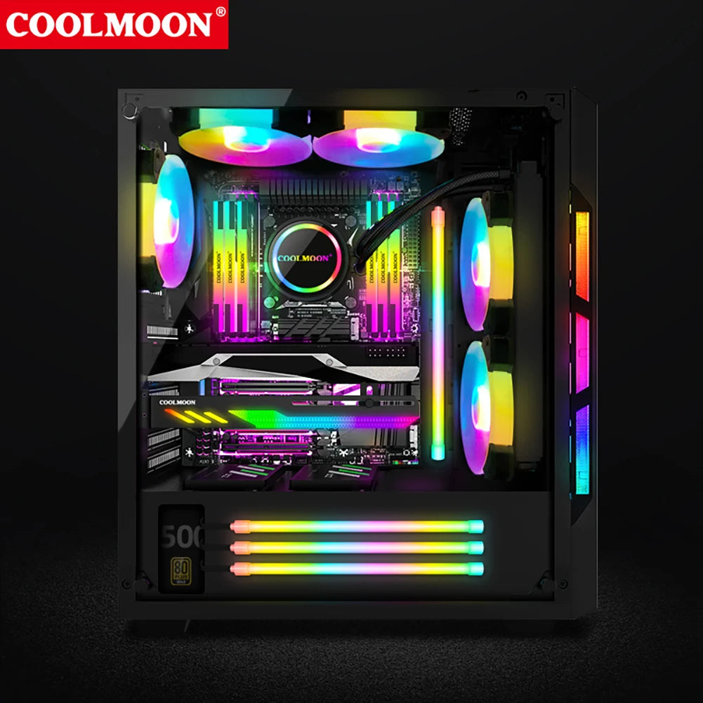 COOLMOON ARGB LED Strip Light 5V 3Pin/Small 4Pin Diamond Magnetic Colorful Atmosphere DIY Lamp Bar for PC Computer Case Chassis.
