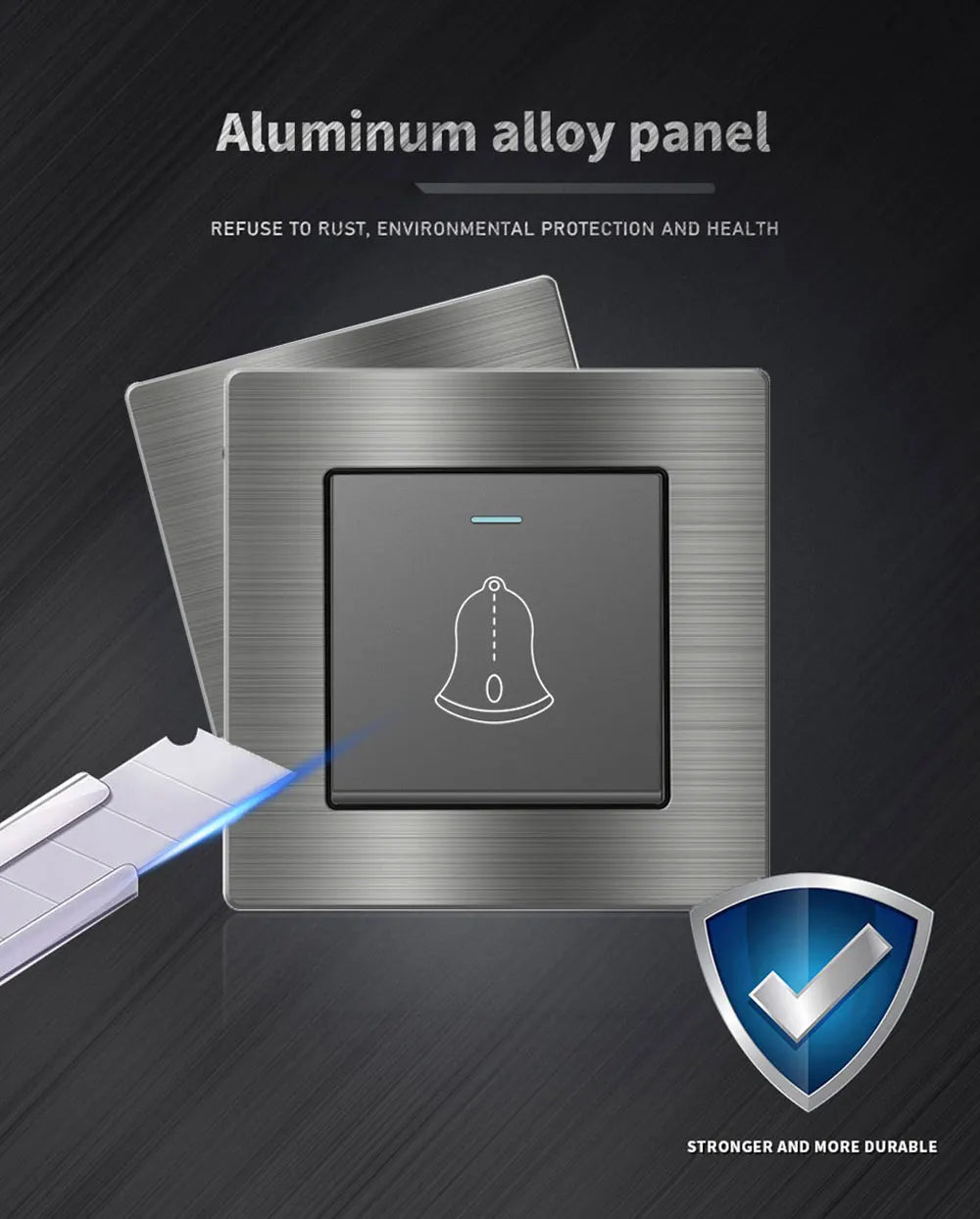 EIOMR Frankreich Standard-Steckdose, graue Aluminiumlegierung, Lichtschalter, RJ45, Fernseher, 220 V, 16 A, Wandsteckdosen für Haushaltsgeräte.