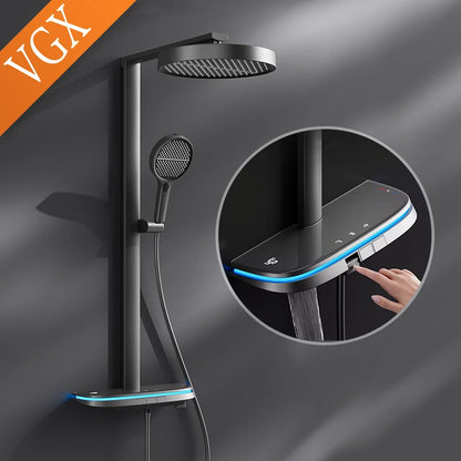 VGX LED Digital Shower System Modern Bathroom Temperature Display Shower Faucet Set Rainlfall Bathroom Mixer Bidet Shower Set