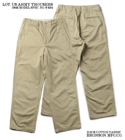 Rugged Bronson Army Chino Trousers 1942 Pattern Khakis Military Style Casual Pants.