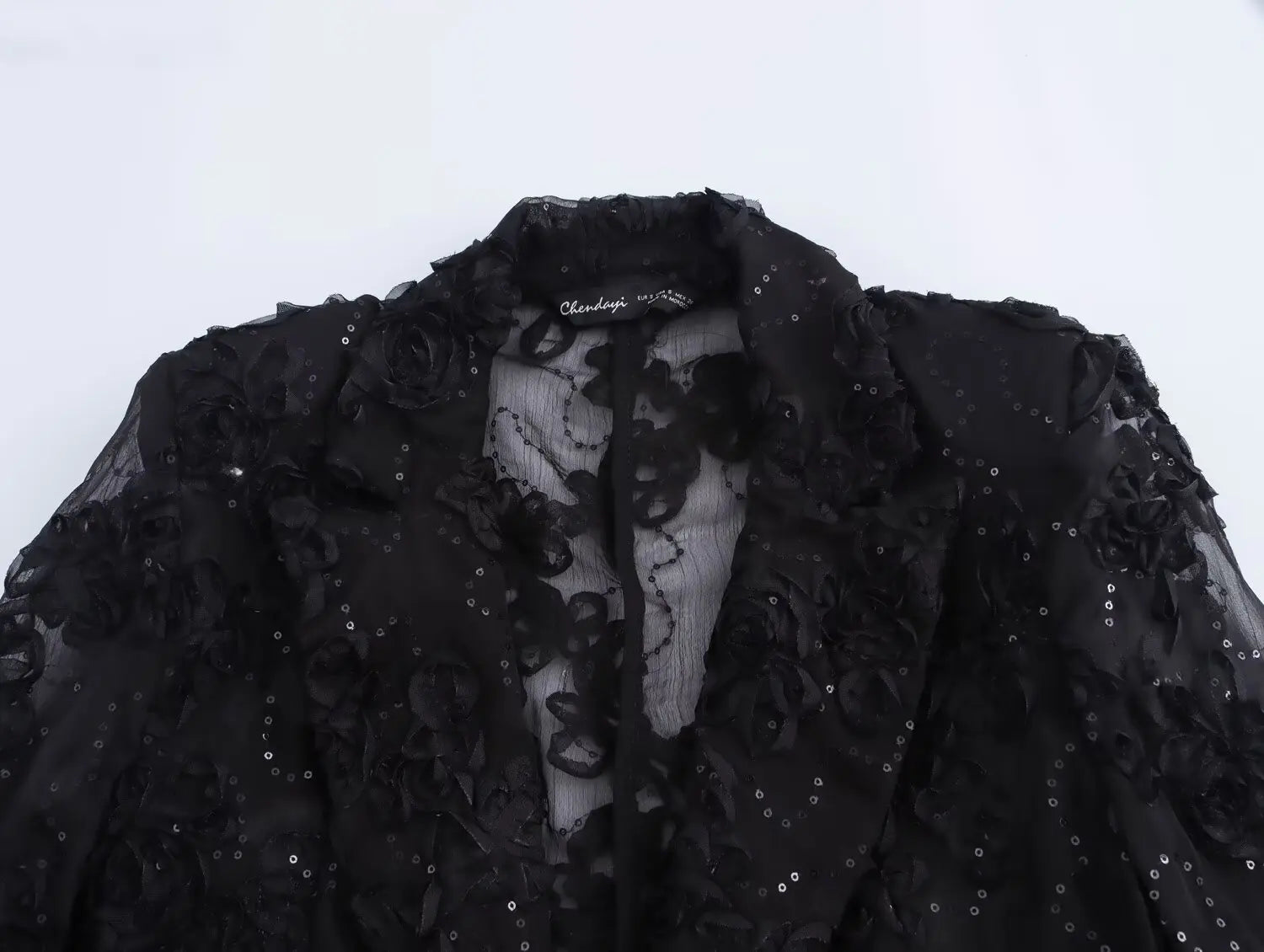 MUJER Sequin Pants Sets for Women 2 Pieces Flower Women's Pants Blazer Suits 2 Pieces Sets Women Outfit Semi Sheer Trousers Sets.