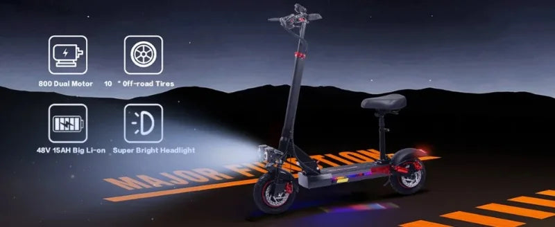 J01 Electric scooter 800W engine 48V15AH lithium battery foldable E-type scooter 10-inch road tires Adult city electric scooter.