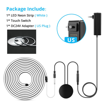 24V LED Strip High Quality Black Silicone LED Neon Light Tube Touch Motion Sensor Switch DIY Kitchen Cabinet Bedroom Backlight.