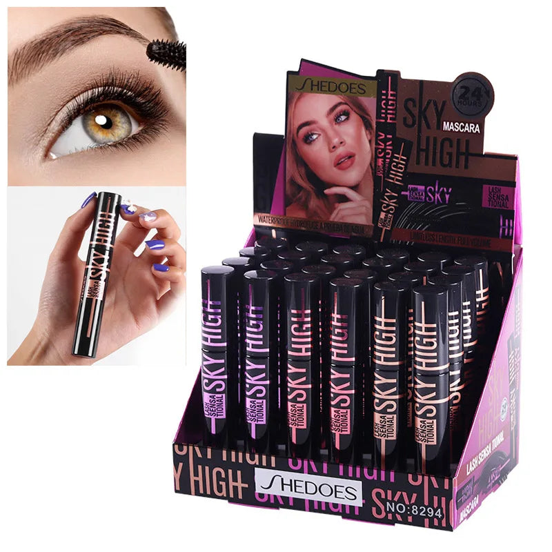 24Pcs Silk Fiber Lash Lengthening Thickening Softer Fuller Lashes Extensions Long-Lasting Smudge-Proof Eyelash Mascara.