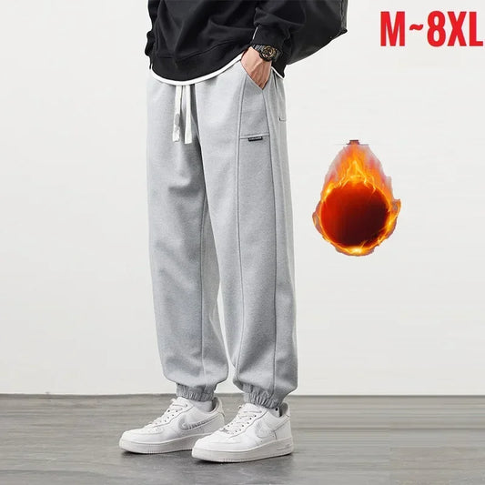 Winter Pants Men Stretch Fleece-lined Jogger Trouser Male Thick Warm Sport Large Size Big Plus 7XL Work Sportswear Sweatpant 8XL.
