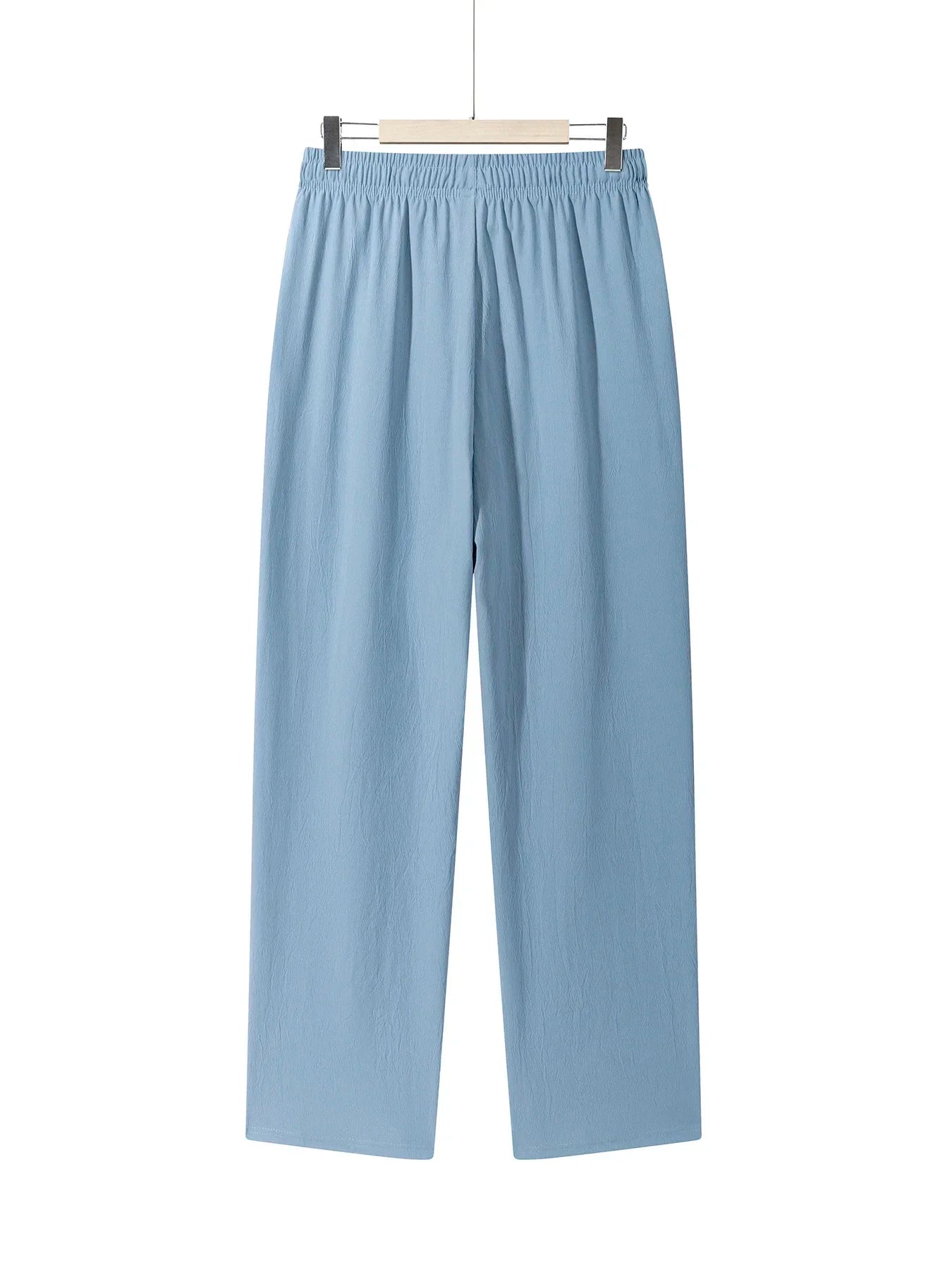 Summer Men's Straight Trousers Casual Solid Color Breathable Drawstring Long Pants Sweatpants Streetwear Men Baggy Pants.