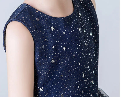 Elegantes Kleid für junge Mädchen Abendkleider Kinder Klavier Leistung lange Kleidung Galaxie Stern 4 bis 10 12 Jahre.