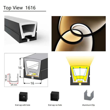 Black Led Neon Silica Gel Tube Diffuser Soft Rope Tube IP67 Waterproof For WS2812B SK6812 WS2811 5050 RGB Flexible Strip Light