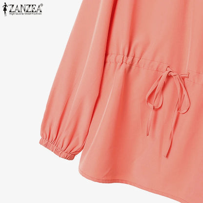 ZANZEA Elegant Women Autumn 2 Piece Sets Muslim Tracksuits Fashion Long Sleeve Tops Pleated Maxi Skirts Suit 2PCS Work Outfits