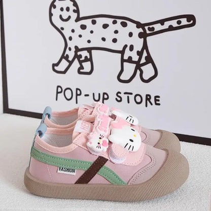 Sanrio Girl Kawaii Canvas Shoes Kindergarten Baby Child Cute Hello Kitty Spring Autumn Fashion Outdoor Running Sports Leisure.