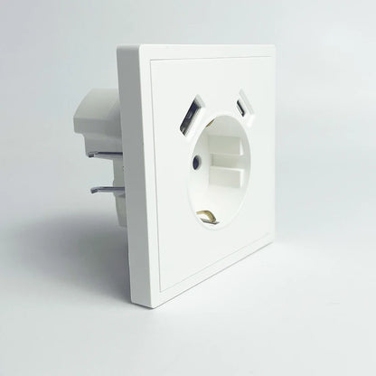 Europäische Wandsteckdose, EU-Steckdose, USB-Typ-C-Ladeanschlüsse, 1/2-Gang-Lichtschalter, 16 A 250 V, Unterputzmontage, weißes Panel, 80 x 80 mm.
