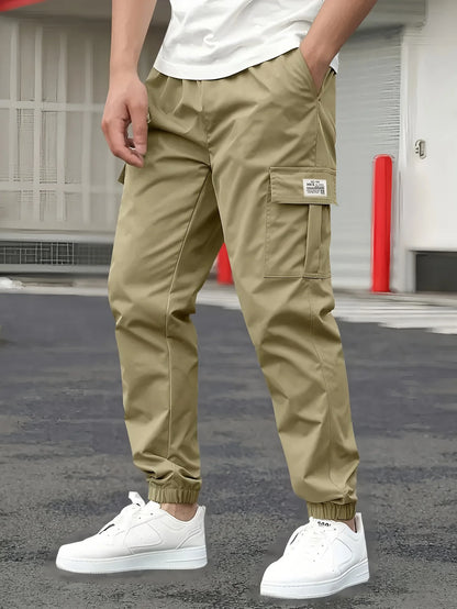Men's Cargo Pants Sweatpants Outdoor Bunched Long Trousers  Casual Autumn Multi-Pocket Durable Workwear Male Trousers.