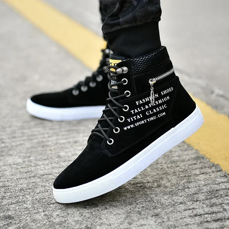 Men Vulcanized Shoes  British Style High Top Casual Sneakers Men Canvas Shoes Man Sports Skateboarding Shoes Fashion Male.