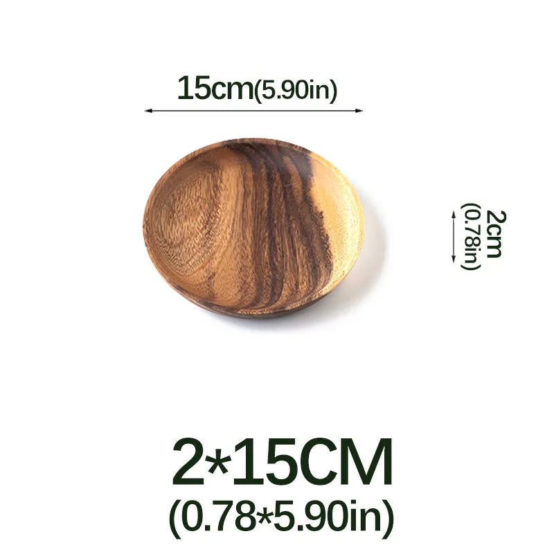 Natural Wood Hand-made Dinner PlatesUnbreakable Plate Sushi Dessert Fruit Bread Snack Tray Kitchen Bar Tableware Home Decoration.