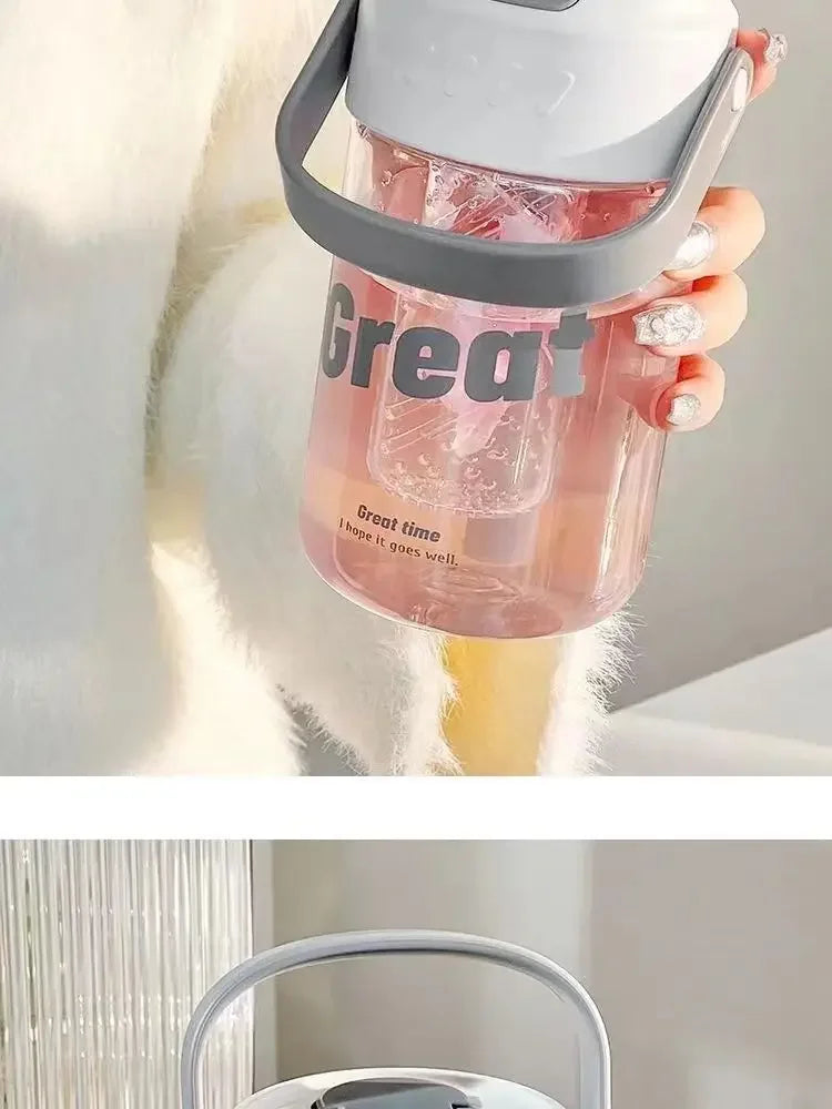 High Aesthetic Large Capacity Portable Sports Straw Cup for Girls Summer New Tea Separator Student Cup Water Bottle Gift.