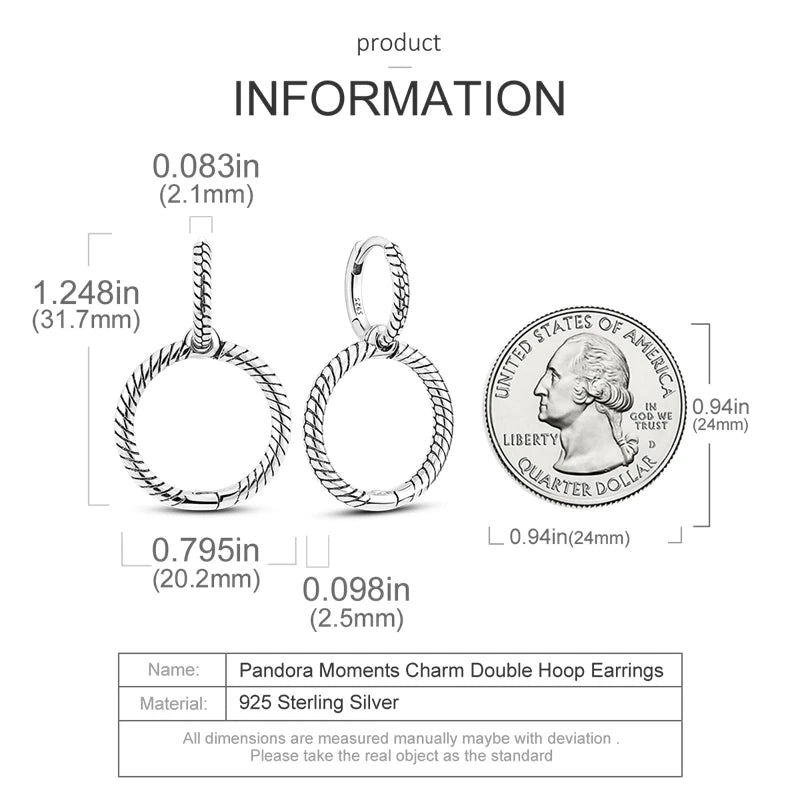 925 Sterling Silver Gold Color Circular Hoop Earrings Golden Earring Fit Original Charms Diy Fine Jewelry For Fashion Women