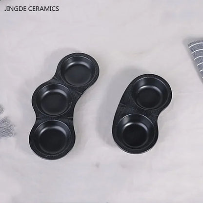 Hotpot Restaurant Melamine Tableware Black Frosted Dinner Plate Japanese Sushi Plates Not Easily Broken Snack Fruit Dishes.