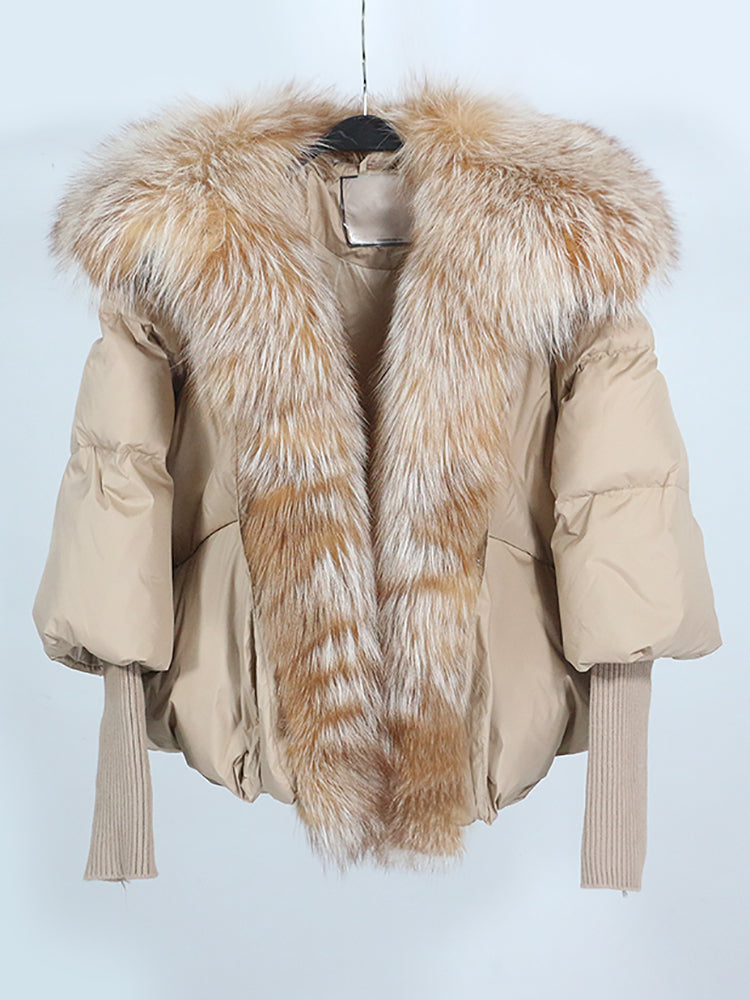 Lose Natürliche Echt Fox Pelz Kragen Mantel Dicke Neue Europäische Mode Weiße Ente Unten Jacke Winter Frauen Warme Luxus Oberbekleidung