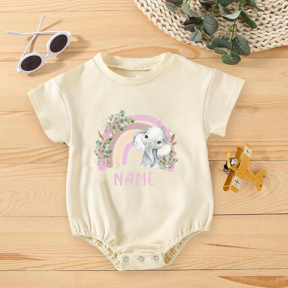 Personalisierter Regenbogen mit Namen Bubble Strampler Säugling Dschungel Geburtstag Party Kleidung Baby Übergroßer Body Niedlicher Wild One Overall