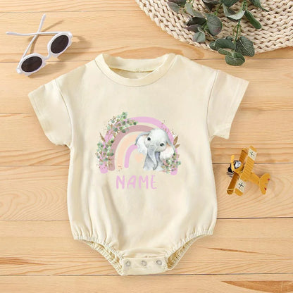 Personalisierter Regenbogen mit Namen Bubble Strampler Säugling Dschungel Geburtstag Party Kleidung Baby Übergroßer Body Niedlicher Wild One Overall