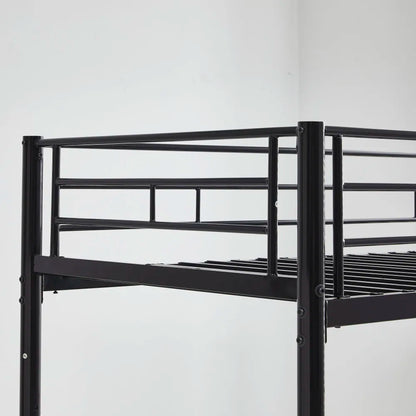 Etagenbett aus Metall, 90 x 200 cm, Etagenbett mit ausklappbarem Bett, erweiterbar auf zwei Einzelbetten oder Erwachsenenbetten, Schwarz