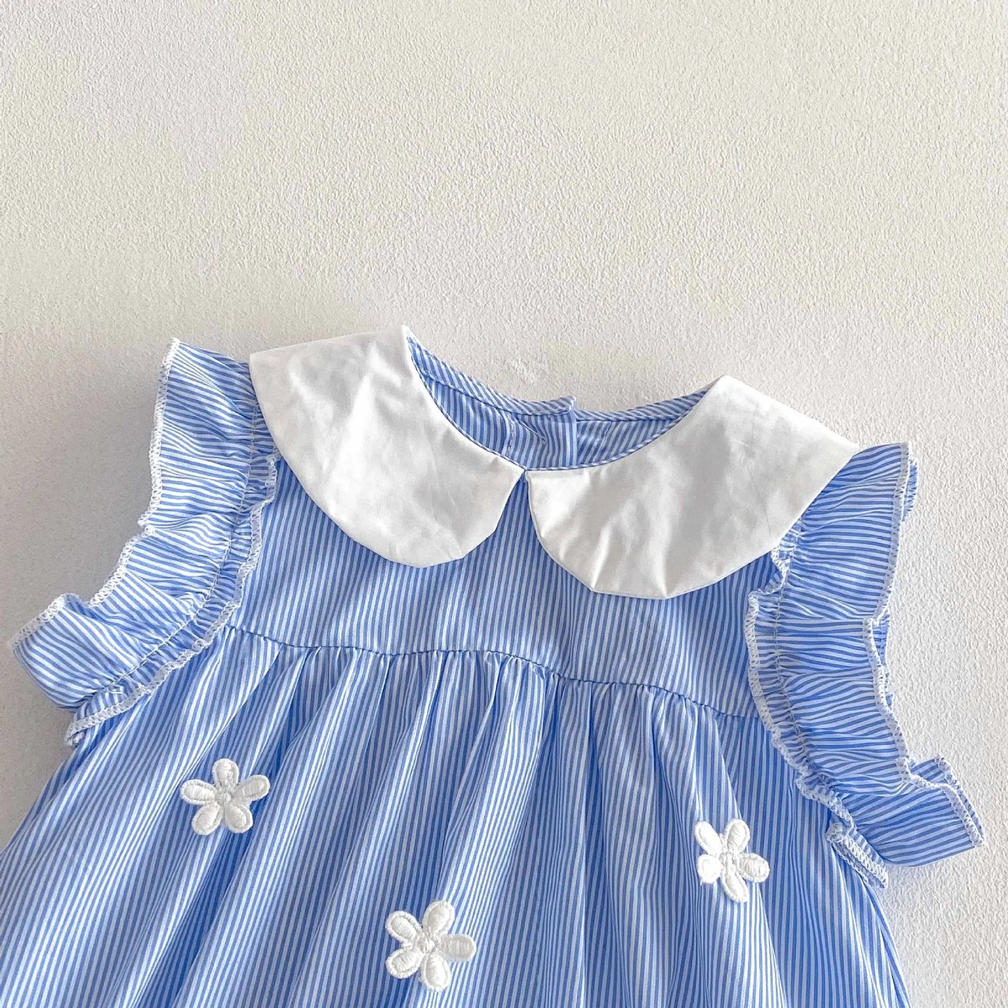 Babykleidung 2025, Sommer-Baby-Body für Mädchen, Baumwolle, ärmellos, für Kleinkinder, blau, weiß, gestreift, Einteiler, süßes Kleinkind-Einteiler.