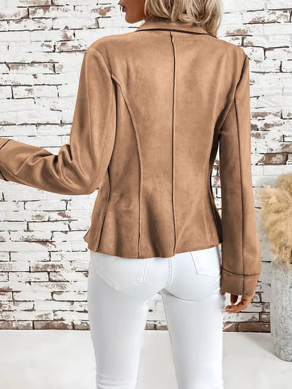 2025 mode Herbst Winter Neue Stil Modische Jacken Langarm Kerb Kragen Abnehmen Einfarbig Mantel Frauen Outer.