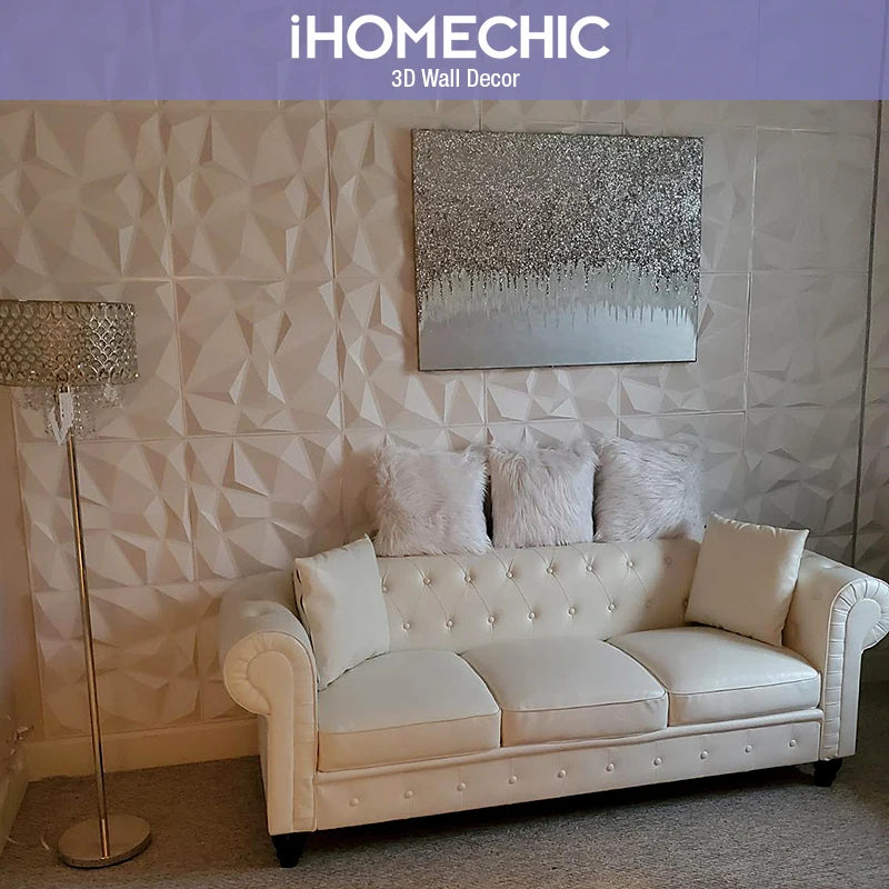 12pcs 30cm Decorative 3D Wall Panel wave Diamond Design Not self-adhesive plastic tiles 3D wall sticker room Bathroom wall paper