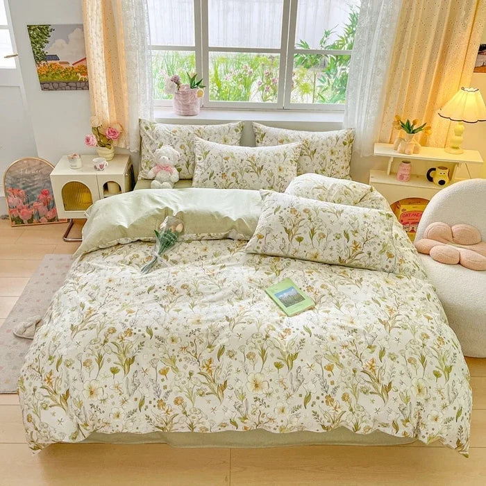 2025 new Cotton Duvet Cover Set with 2 Pillowcases 1 bed sheet - Elegant & Breathable Bedding Set,Fade-Resistant, Multiple Sizes