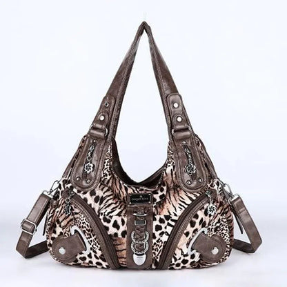 Angelkiss Women Handbags Large Women's Shoulder Bag Leopard Print Top-Handle Fashion Satchel Dumpling Shoulder Tote Hobos Bag.