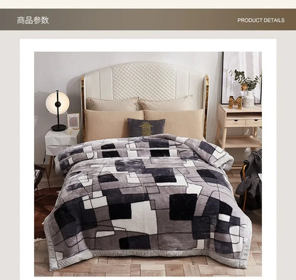 Double-layer Thick Plush Blanket Warm Skin Friendly in Winter Quilt Multiple Non Shedding Prints High Quality Bedding Article