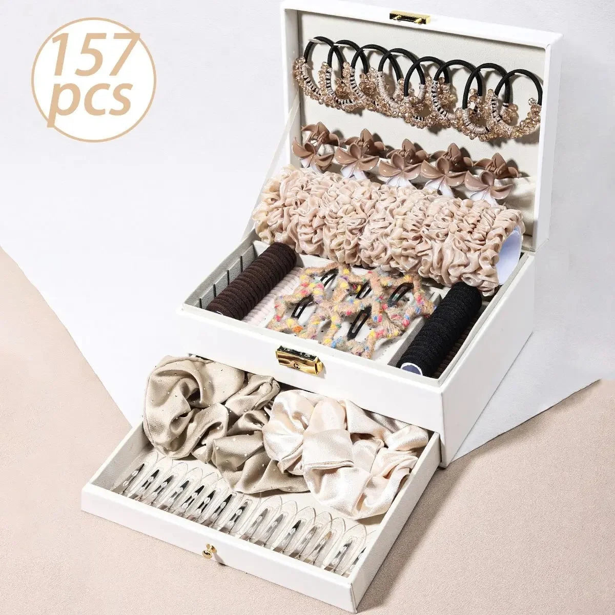 1150-Pcs Hair Clip Pearl Shark Fin Hair Grips Elastic Band Seamless Hair Bands Hair Ties Hair Accessories Gift Box Set