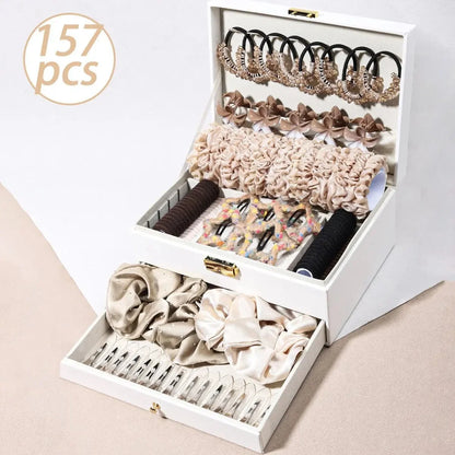 1150-Pcs Hair Clip Pearl Shark Fin Hair Grips Elastic Band Seamless Hair Bands Hair Ties Hair Accessories Gift Box Set