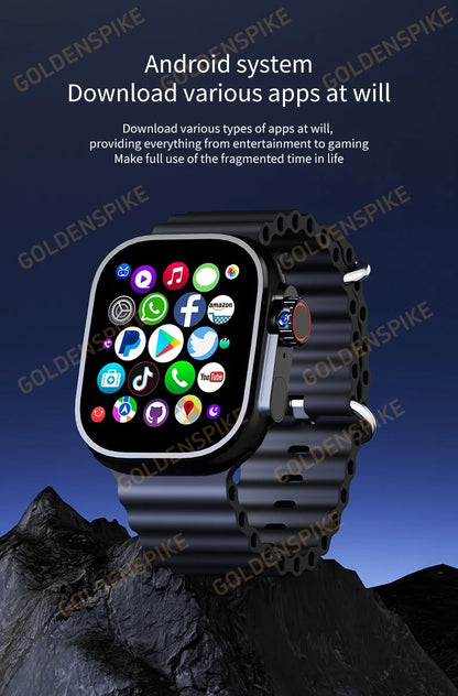 DW100 Pro Android Smartwatch Fingerprint Unlock Control Smart Watch 256GB ROM Free Download App WIFI GPS Camera 2.29inch Amoled.