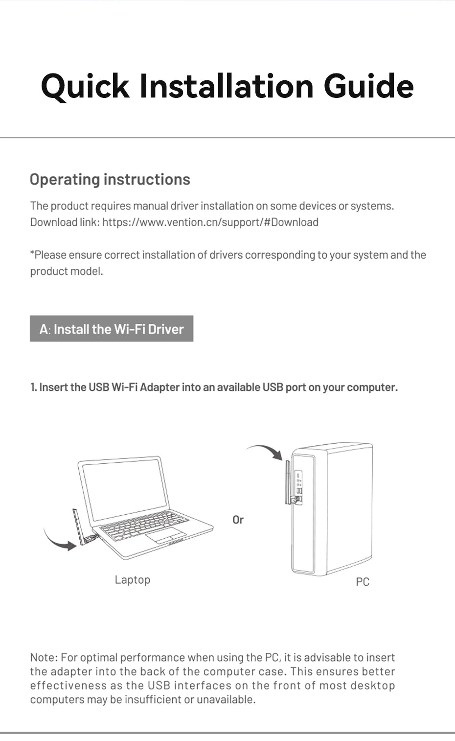 Vention New USB WiFi 6 Adapter 5G/2.4G 600Mbps Wireless WiFi Receiver Antenna Network Card Dongle LAN for Laptop PC Win 10/11.
