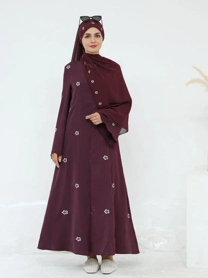 Muslim Women Dubai Abaya Luxury Embroidery With Hijab Long Dress Kimono Cardigan Kaftan Robe Femme Islamic Clothing Kebaya.