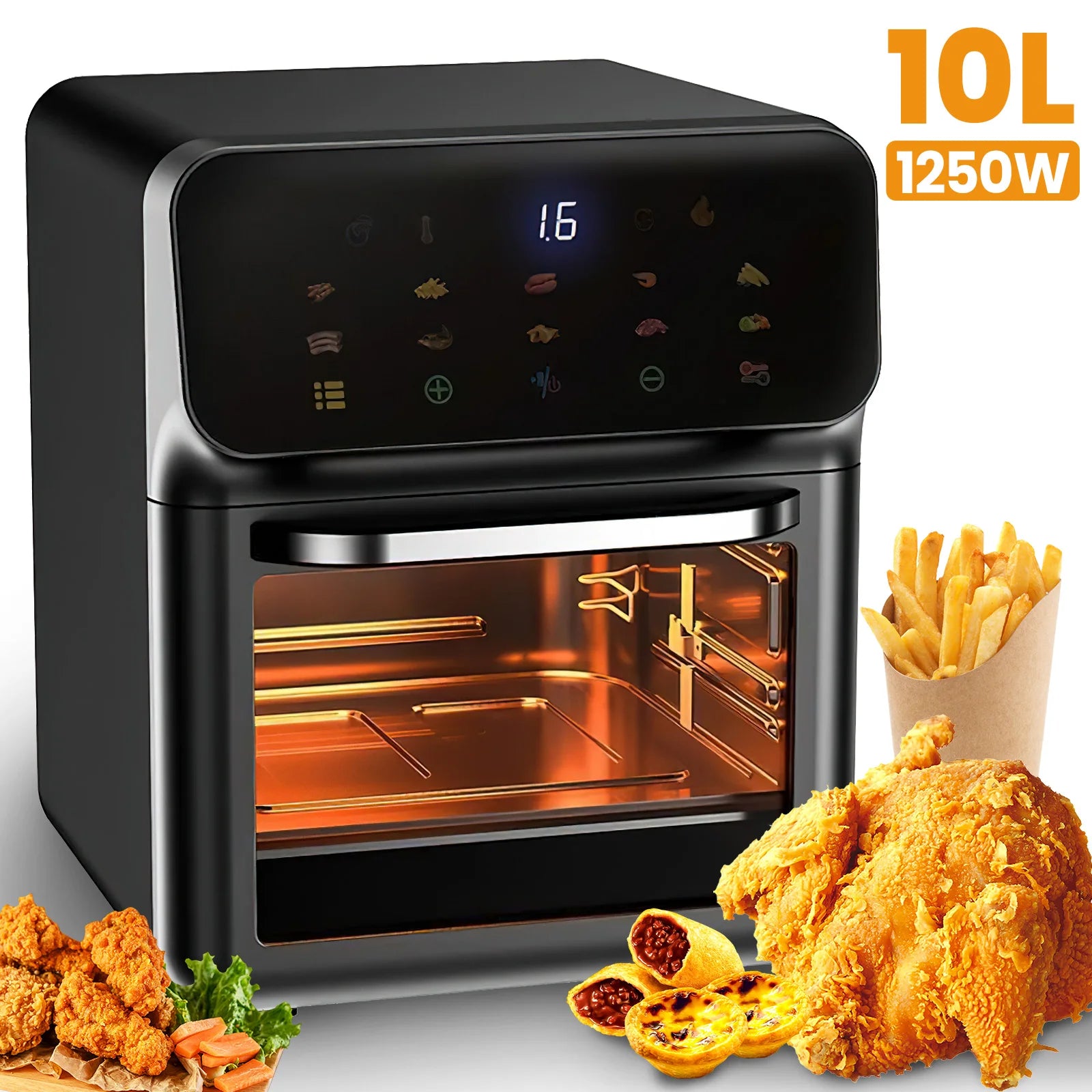1350W 10L Large Capacity Electric Air Fryers Oilfree Automatic Household when living with Convection Oven Deep Fryer without Oil.