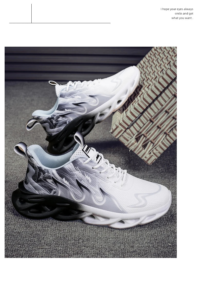 Men Running Shoes Mesh Breathable Flat Cushioning Soft Comfortable Sneakers Outdoor Gym Trendy Casual Jogging Shoes for Men