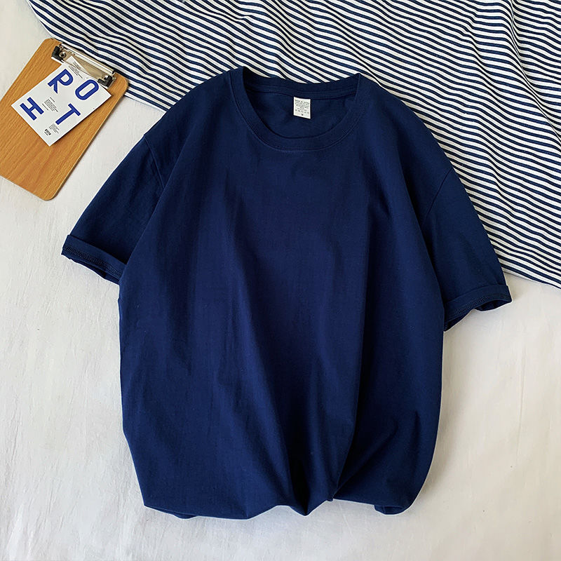 100% Cotton Half Sleeve Men Women Summer T-shirt Fashion Solid Color Simple O Neck Tops Loose Casual Basic Short-sleeved.