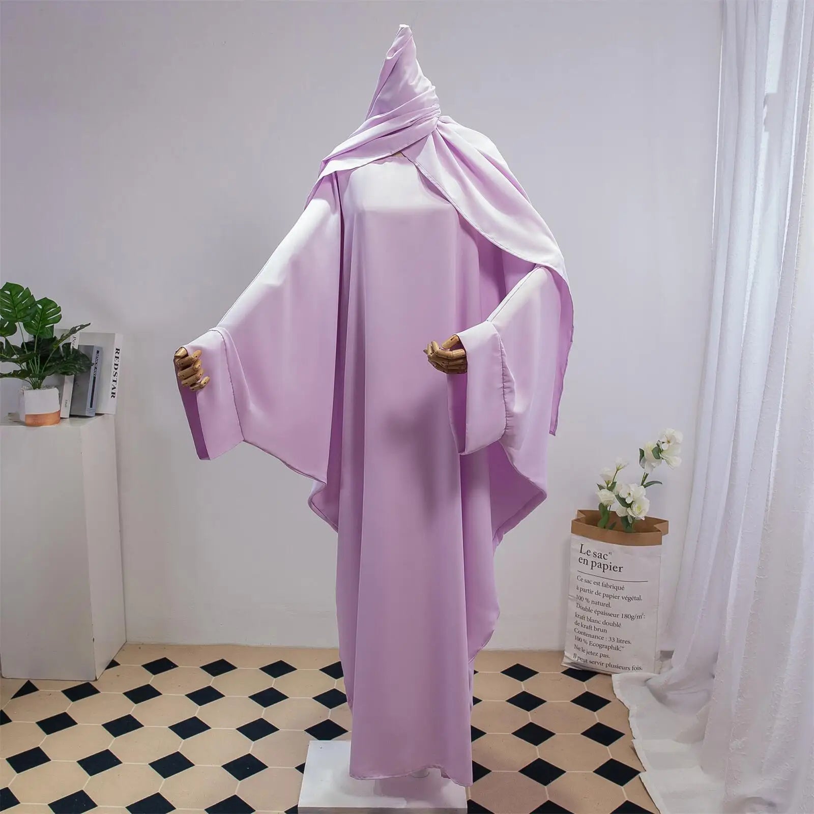 Two Pieces Muslim Abaya Women Jilbab Islamic With Hijab Clothing Dubai Saudi Robe Turkish Modesty Prayer Dresses Loose Kaftans.