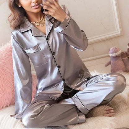 Großes Damen-Pyjama-Set, langärmelige Hose, Cartoon-Studenten-Nachtwäsche, Homewear, zweiteilige Strickjacke, Nachtwäsche, Loungewear