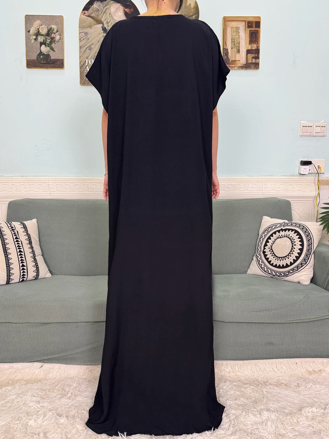 Muslimische Reine Abayas Für Frauen Dubai Baumwolle Applikationen Lose Fit Femme Robe Türkei Islam Traditionelle Kleider Mit Kopftuch Turban.