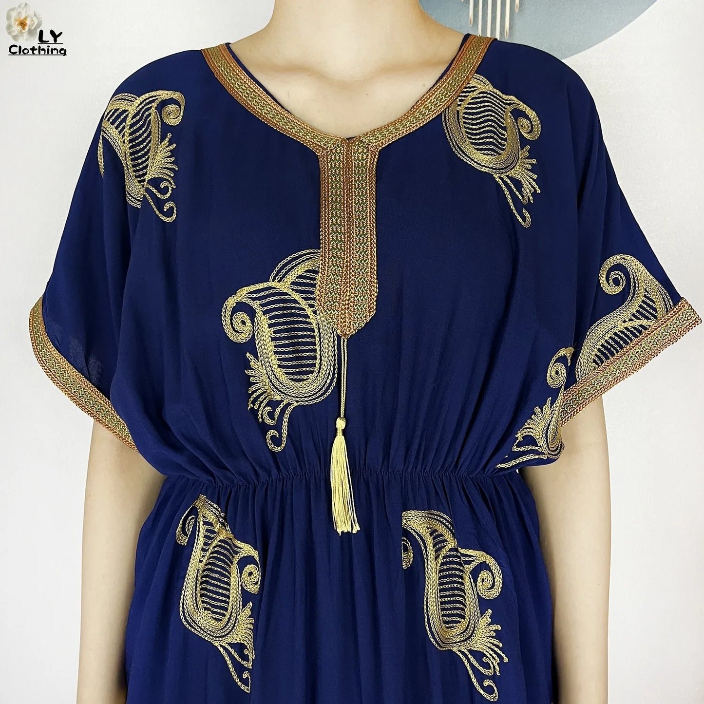 New Dubai Fashion Women Party Evening Dress 2024 Summer Short Sleeve Elasticity Embroidery Femme Robe African Islam Loose Abaya.