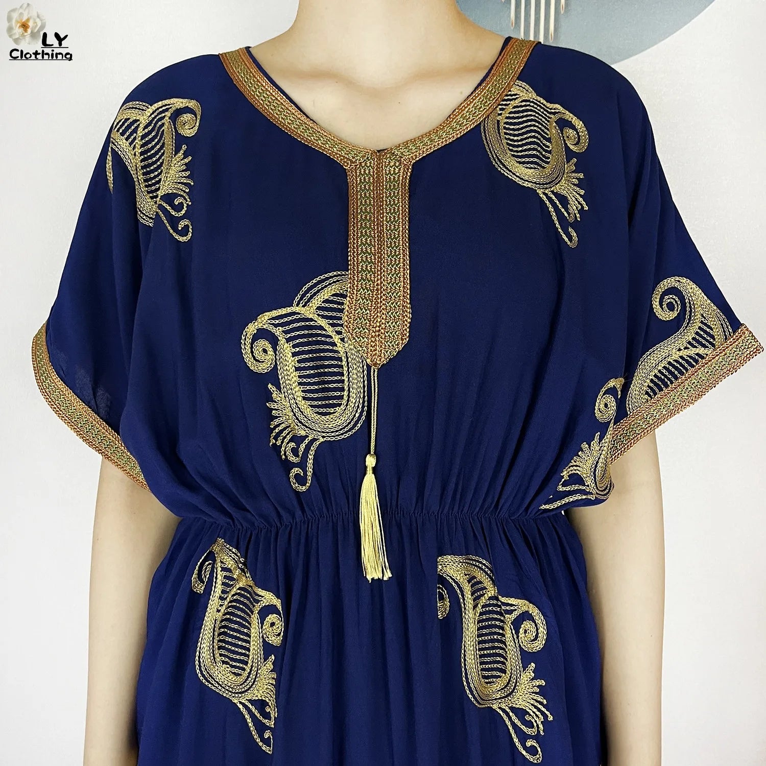 New Dubai Fashion Women Party Evening Dress 2024 Summer Short Sleeve Elasticity Embroidery Femme Robe African Islam Loose Abaya.