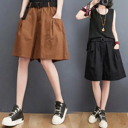 Women's Shorts Half Baggy Mid Length Wide Black Female Short Pants Loose Bermuda Knee Low Price Classic Harajuku Fashion New In.