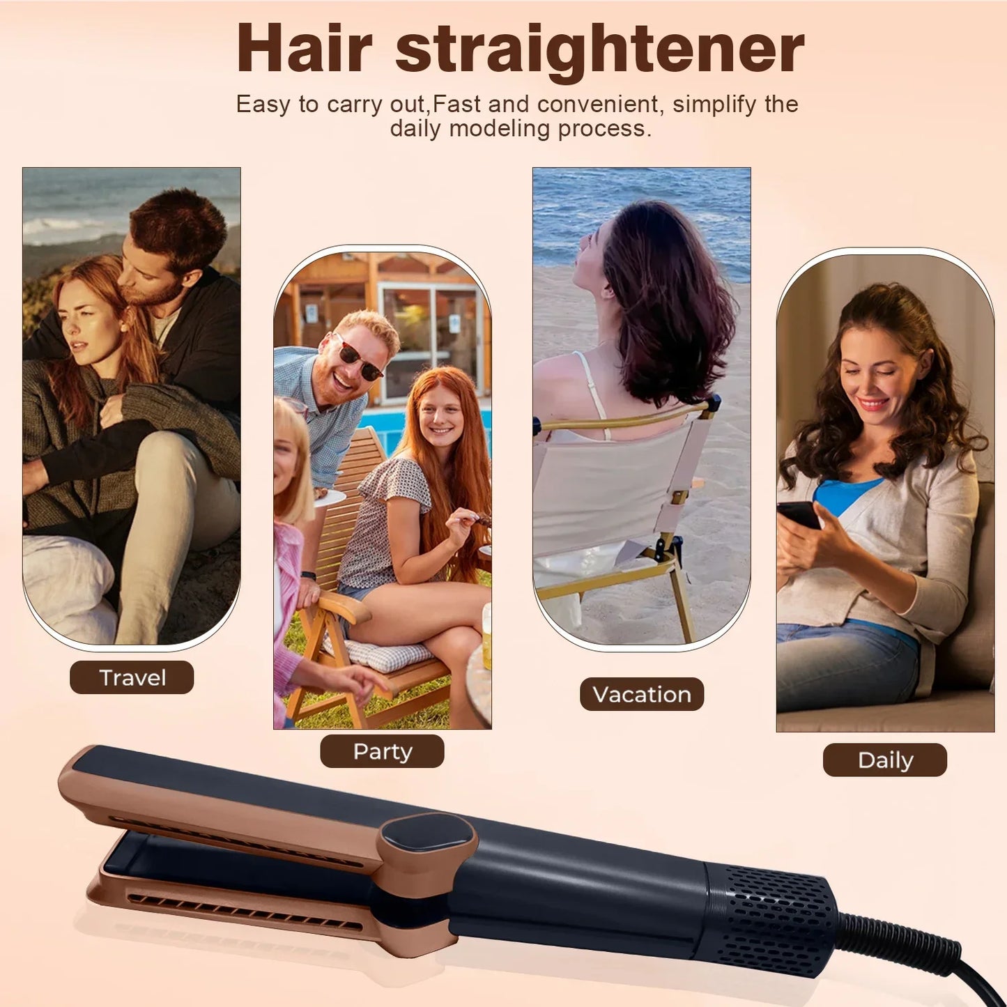 2 in 1 Hair Straightener Hair Dryer Dry Air Negative Ion Wet & Dry Straightener Air Wrapped Negative Ion Portable straightener