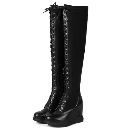 High Heel Pumps Plus Size 45 Shoes Women Big Size 46 Genuine Leather Wedges Over The Knee Boots Stretch Fabric Fashion Sneakers.