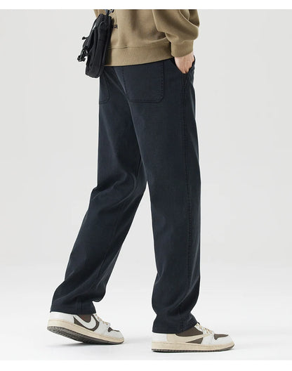 Men's Loose Straight Lyocell Wide Leg Trousers 2025 Autumn Winter Drape Comfortable Versatile Casual Pants Plus Size 5XL