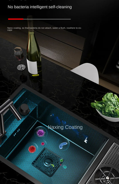 55 cm x 32 cm, 304 Nano-Edelstahl, versteckter Waschbecken-Klapphahn mit großem Einzelschlitz und Abdeckplatte, Bartheke, Tassenscheibe